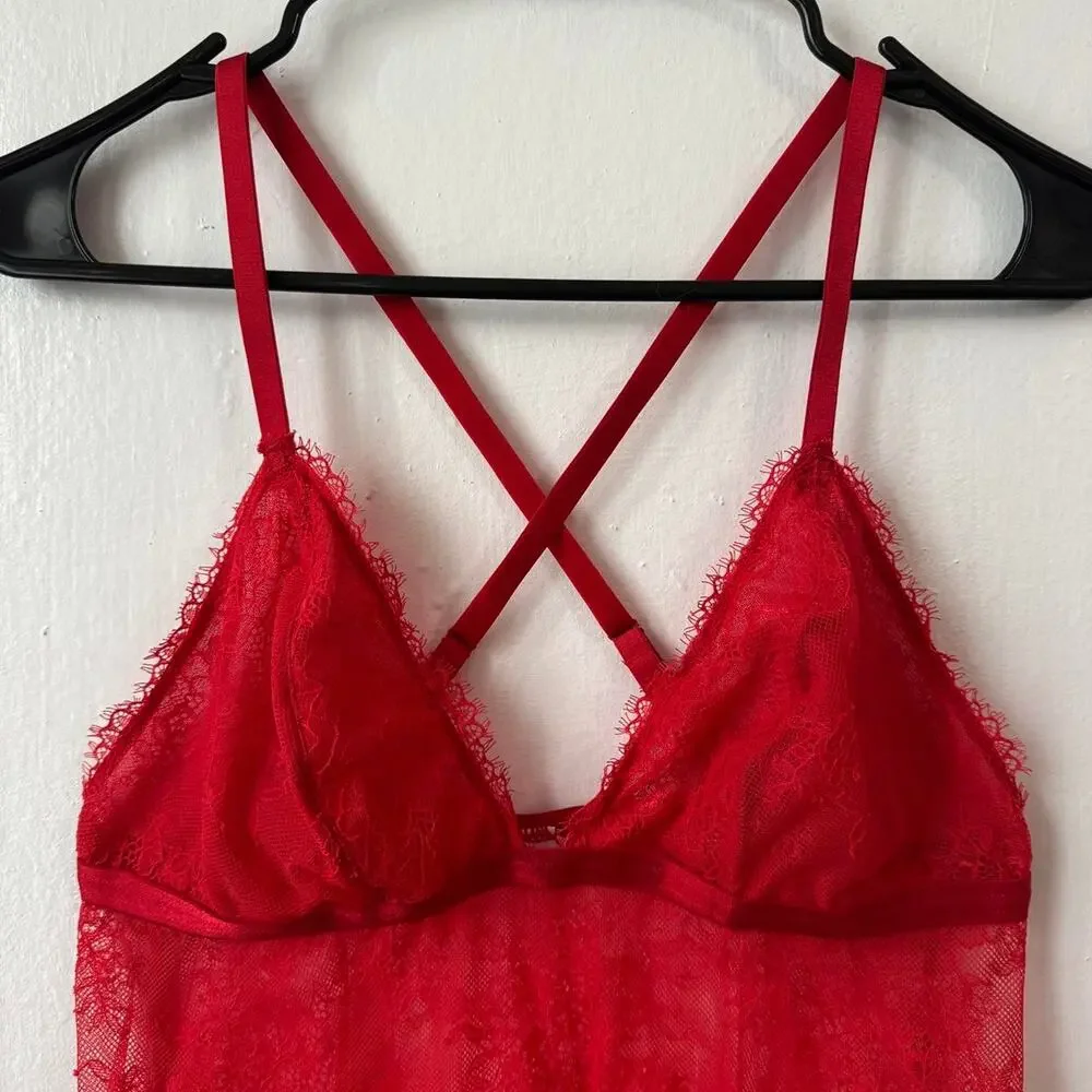 Red camo top dress mesh Lace Lingerie babydoll Romantic‎ Whimsigoth dark fairy
